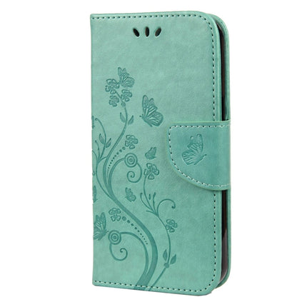 Butterfly Flower Pattern Horizontal Flip Leather Case with Holder & Card Slots & Wallet For iPhone 13 mini(Green)-garmade.com