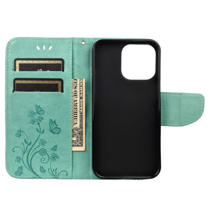 Butterfly Flower Pattern Horizontal Flip Leather Case with Holder & Card Slots & Wallet For iPhone 13 mini(Green)-garmade.com