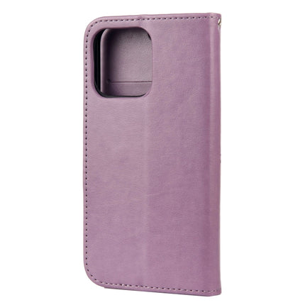 Butterfly Flower Pattern Horizontal Flip Leather Case with Holder & Card Slots & Wallet For iPhone 13(Light Purple)-garmade.com