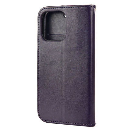 Butterfly Flower Pattern Horizontal Flip Leather Case with Holder & Card Slots & Wallet For iPhone 13(Deep Purple)-garmade.com