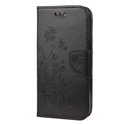 Butterfly Flower Pattern Horizontal Flip Leather Case with Holder & Card Slots & Wallet For iPhone 13(Black)-garmade.com