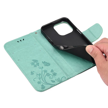 Butterfly Flower Pattern Horizontal Flip Leather Case with Holder & Card Slots & Wallet For iPhone 13(Blue)-garmade.com