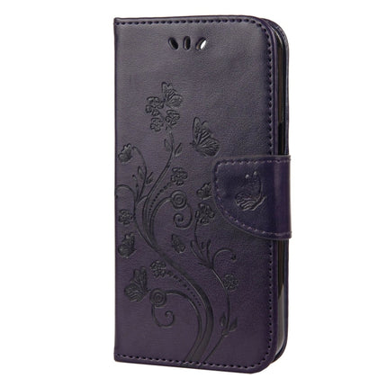 Butterfly Flower Pattern Horizontal Flip Leather Case with Holder & Card Slots & Wallet For iPhone 13 Pro(Deep Purple)-garmade.com