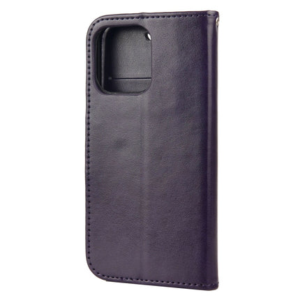 Butterfly Flower Pattern Horizontal Flip Leather Case with Holder & Card Slots & Wallet For iPhone 13 Pro(Deep Purple)-garmade.com