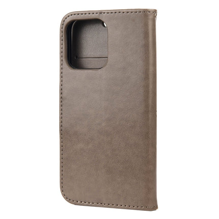Butterfly Flower Pattern Horizontal Flip Leather Case with Holder & Card Slots & Wallet For iPhone 13 Pro Max(Grey)-garmade.com