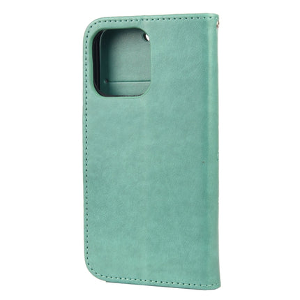 Butterfly Flower Pattern Horizontal Flip Leather Case with Holder & Card Slots & Wallet For iPhone 13 Pro Max(Green)-garmade.com