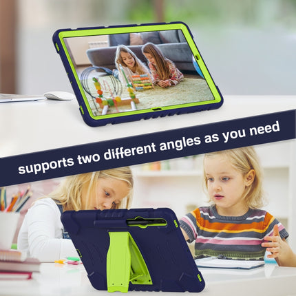 For Samsung Galaxy Tab S7+/ Tab S7 FE / Tab S8+ 3-Layer Protection Screen Frame + PC + Silicone Combination Case with Holder(NavyBlue+Lime)-garmade.com