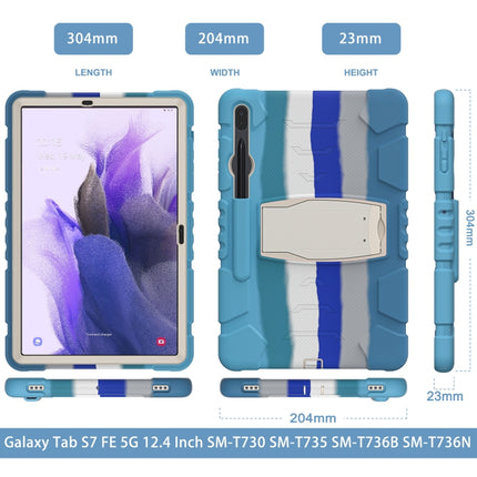 For Samsung Galaxy Tab S7+/ Tab S7 FE / Tab S8+ 3-Layer Protection Screen Frame + PC + Silicone Combination Case with Holder(Colorful Blue)-garmade.com