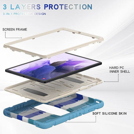 For Samsung Galaxy Tab S7+/ Tab S7 FE / Tab S8+ 3-Layer Protection Screen Frame + PC + Silicone Combination Case with Holder(Colorful Blue)-garmade.com