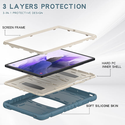 For Samsung Galaxy Tab S7+/ Tab S7 FE / Tab S8+ 3-Layer Protection Screen Frame + PC + Silicone Combination Case with Holder(Cornflower Blue)-garmade.com