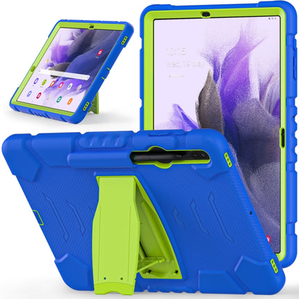For Samsung Galaxy Tab S7+/ Tab S7 FE / Tab S8+ 3-Layer Protection Screen Frame + PC + Silicone Combination Case with Holder(Blue+Lime)-garmade.com