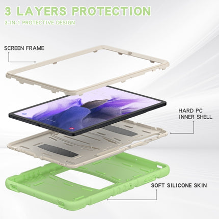 For Samsung Galaxy Tab S7+/ Tab S7 FE / Tab S8+ 3-Layer Protection Screen Frame + PC + Silicone Combination Case with Holder(Matcha Green)-garmade.com