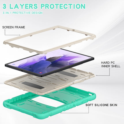 For Samsung Galaxy Tab S7+/ Tab S7 FE / Tab S8+ 3-Layer Protection Screen Frame + PC + Silicone Combination Case with Holder(Mint Green)-garmade.com
