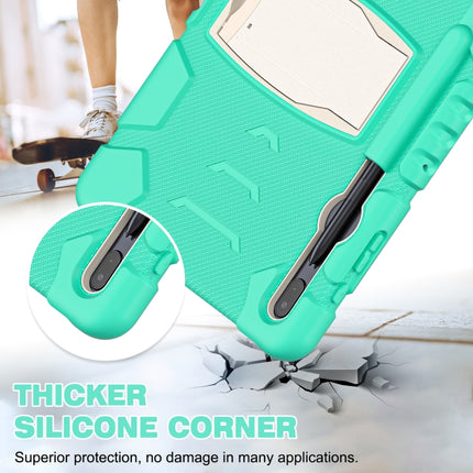 For Samsung Galaxy Tab S7+/ Tab S7 FE / Tab S8+ 3-Layer Protection Screen Frame + PC + Silicone Combination Case with Holder(Mint Green)-garmade.com