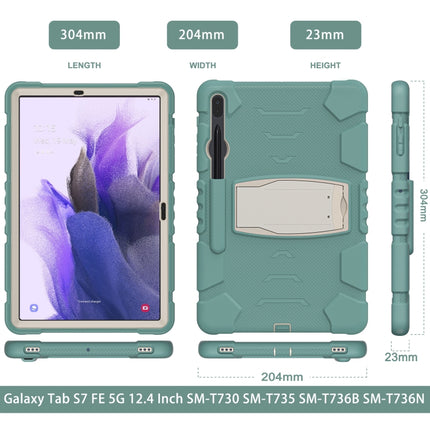 For Samsung Galaxy Tab S7+/ Tab S7 FE / Tab S8+ 3-Layer Protection Screen Frame + PC + Silicone Combination Case with Holder(Emerald Green)-garmade.com