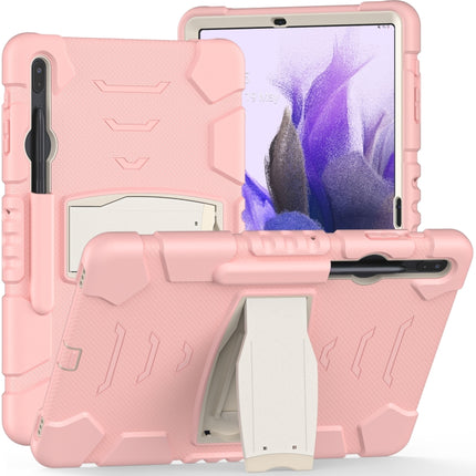 For Samsung Galaxy Tab S7+/ Tab S7 FE / Tab S8+ 3-Layer Protection Screen Frame + PC + Silicone Combination Case with Holder(Cherry Blossoms Pink)-garmade.com