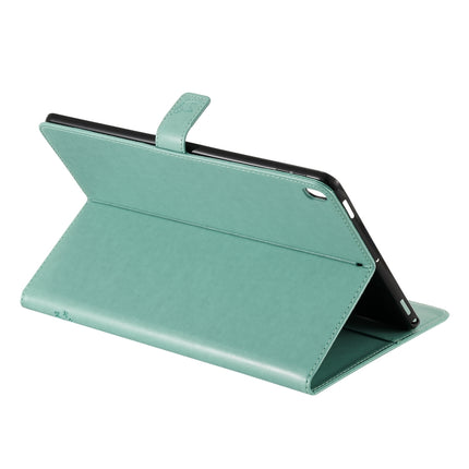 For iPad 10.2 / Pro 10.5 / Air 2019 Pressed Printing Cat and Tree Pattern Horizontal Flip Leather Case with Holder & Card Slots & Wallet(Green)-garmade.com