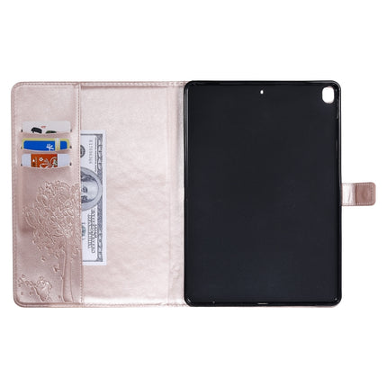 For iPad 10.2 / Pro 10.5 / Air 2019 Pressed Printing Cat and Tree Pattern Horizontal Flip Leather Case with Holder & Card Slots & Wallet(Rose Gold)-garmade.com