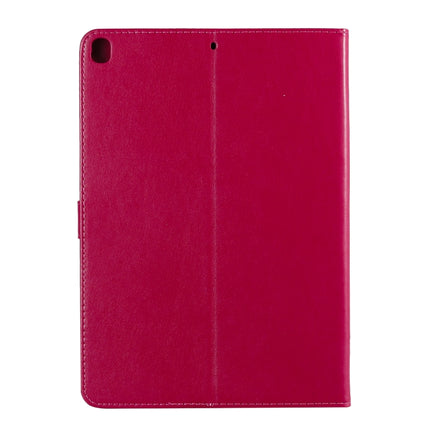 For iPad 10.2 / Pro 10.5 / Air 2019 Pressed Printing Cat and Tree Pattern Horizontal Flip Leather Case with Holder & Card Slots & Wallet(Rose Red)-garmade.com