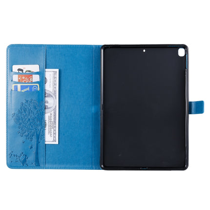 For iPad 10.2 / Pro 10.5 / Air 2019 Pressed Printing Cat and Tree Pattern Horizontal Flip Leather Case with Holder & Card Slots & Wallet(Blue)-garmade.com