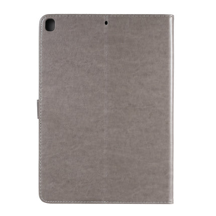 For iPad 10.2 / Pro 10.5 / Air 2019 Pressed Printing Cat and Tree Pattern Horizontal Flip Leather Case with Holder & Card Slots & Wallet(Grey)-garmade.com