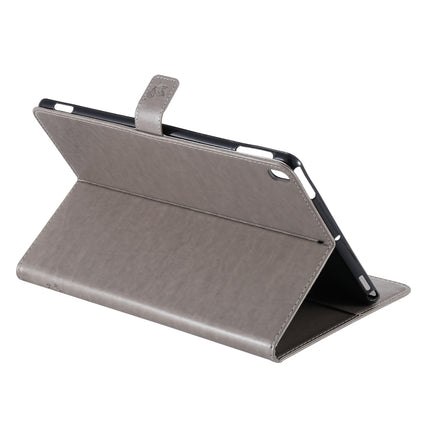 For iPad 10.2 / Pro 10.5 / Air 2019 Pressed Printing Cat and Tree Pattern Horizontal Flip Leather Case with Holder & Card Slots & Wallet(Grey)-garmade.com