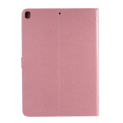 For iPad 10.2 / Pro 10.5 / Air 2019 Pressed Printing Cat and Tree Pattern Horizontal Flip Leather Case with Holder & Card Slots & Wallet(Pink)-garmade.com