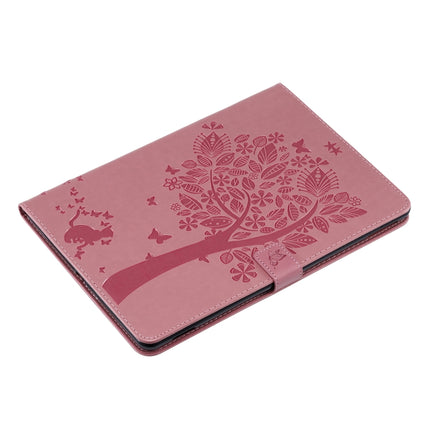 For iPad 10.2 / Pro 10.5 / Air 2019 Pressed Printing Cat and Tree Pattern Horizontal Flip Leather Case with Holder & Card Slots & Wallet(Pink)-garmade.com