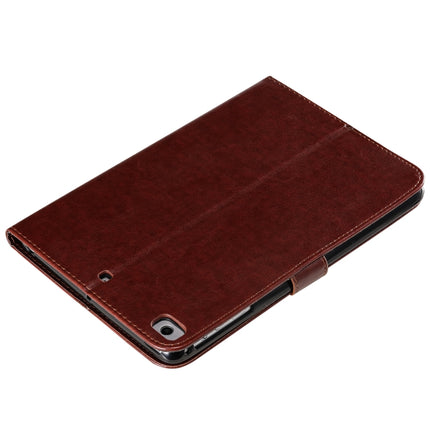 For iPad Mini 2019 & 4 & 3 & 2 & 1 Pressed Printing Cat and Tree Pattern Horizontal Flip Leather Case with Holder & Card Slots & Wallet(Brown)-garmade.com