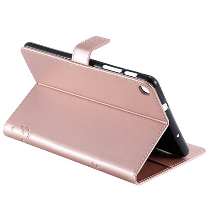 For Galaxy Tab A 8.0 & S Pen (2019) Pressed Printing Cat and Tree Pattern Horizontal Flip Leather Case with Holder & Card Slots & Wallet(Rose Gold)-garmade.com