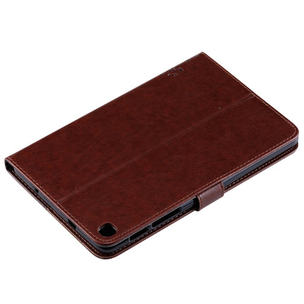 For Galaxy Tab A 8.0 & S Pen (2019) Pressed Printing Cat and Tree Pattern Horizontal Flip Leather Case with Holder & Card Slots & Wallet(Brown)-garmade.com