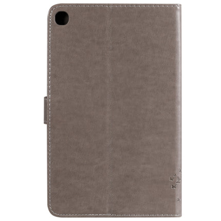For Galaxy Tab A 8.0 & S Pen (2019) Pressed Printing Cat and Tree Pattern Horizontal Flip Leather Case with Holder & Card Slots & Wallet(Grey)-garmade.com