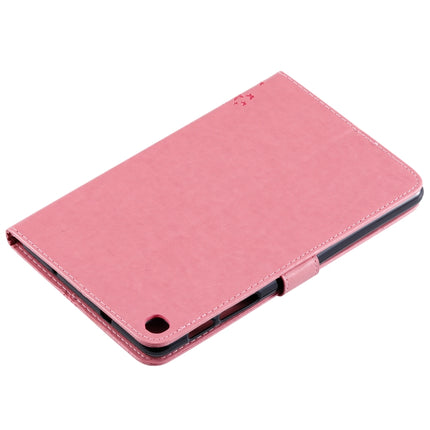 For Galaxy Tab A 8.0 & S Pen (2019) Pressed Printing Cat and Tree Pattern Horizontal Flip Leather Case with Holder & Card Slots & Wallet(Pink)-garmade.com