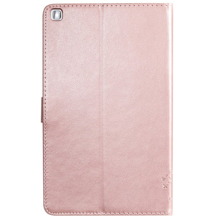 For Galaxy Tab A 8.0 (2019) T295/T290 Pressed Printing Cat and Tree Pattern Horizontal Flip Leather Case with Holder & Card Slots & Wallet(Rose Gold)-garmade.com