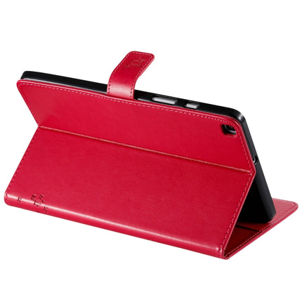 For Galaxy Tab A 8.0 (2019) T295/T290 Pressed Printing Cat and Tree Pattern Horizontal Flip Leather Case with Holder & Card Slots & Wallet(Rose Red)-garmade.com