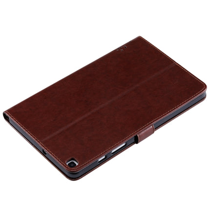 For Galaxy Tab A 8.0 (2019) T295/T290 Pressed Printing Cat and Tree Pattern Horizontal Flip Leather Case with Holder & Card Slots & Wallet(Brown)-garmade.com
