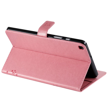 For Galaxy Tab A 8.0 (2019) T295/T290 Pressed Printing Cat and Tree Pattern Horizontal Flip Leather Case with Holder & Card Slots & Wallet(Pink)-garmade.com