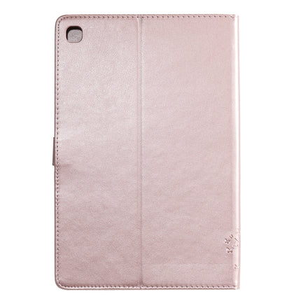 For Galaxy Tab S5e Pressed Printing Cat and Tree Pattern Horizontal Flip Leather Case with Holder & Card Slots & Wallet(Rose Gold)-garmade.com