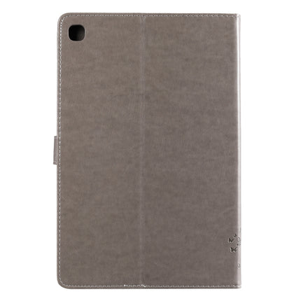 For Galaxy Tab S5e Pressed Printing Cat and Tree Pattern Horizontal Flip Leather Case with Holder & Card Slots & Wallet(Grey)-garmade.com
