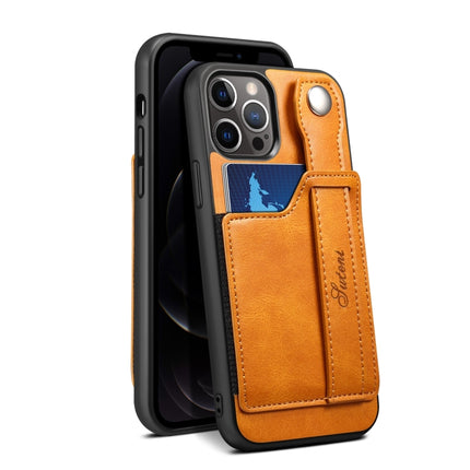 TPU + PU Leather Shockproof Protective Case with Card Slots and Hand Strap For iPhone 13(Yellow)-garmade.com