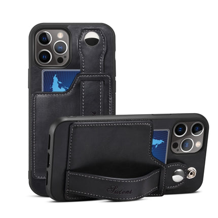TPU + PU Leather Shockproof Protective Case with Card Slots and Hand Strap For iPhone 13 Pro Max(Black)-garmade.com