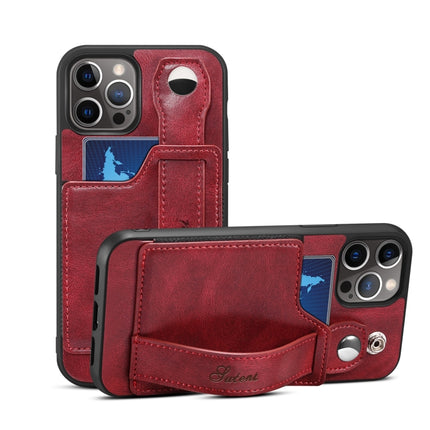 TPU + PU Leather Shockproof Protective Case with Card Slots and Hand Strap For iPhone 13 Pro Max(Red)-garmade.com