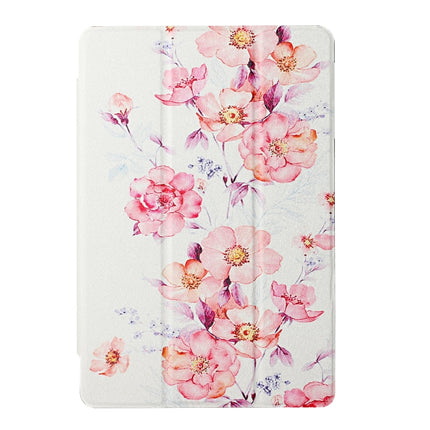 For Samsung Galaxy Tab A7 Lite T220/T225 Silk Texture Colored Drawing Pattern Horizontal Flip Magnetic PU Leather Case with Three-folding Holder (Camellia)-garmade.com