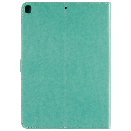 For iPad 10.2 / Pro 10.5 / Air 2019 Pressed Printing Woman and Cat Pattern Horizontal Flip Leather Case with Holder & Card Slots & Wallet(Green)-garmade.com