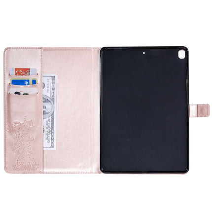 For iPad 10.2 / Pro 10.5 / Air 2019 Pressed Printing Woman and Cat Pattern Horizontal Flip Leather Case with Holder & Card Slots & Wallet(Rose Gold)-garmade.com
