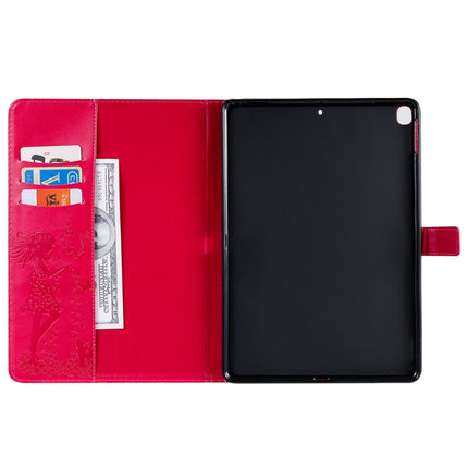 For iPad 10.2 / Pro 10.5 / Air 2019 Pressed Printing Woman and Cat Pattern Horizontal Flip Leather Case with Holder & Card Slots & Wallet(Rose Red)-garmade.com