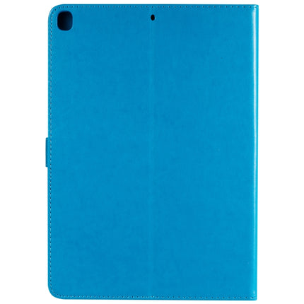 For iPad 10.2 / Pro 10.5 / Air 2019 Pressed Printing Woman and Cat Pattern Horizontal Flip Leather Case with Holder & Card Slots & Wallet(Blue)-garmade.com