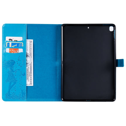 For iPad 10.2 / Pro 10.5 / Air 2019 Pressed Printing Woman and Cat Pattern Horizontal Flip Leather Case with Holder & Card Slots & Wallet(Blue)-garmade.com