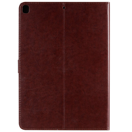 For iPad 10.2 / Pro 10.5 / Air 2019 Pressed Printing Woman and Cat Pattern Horizontal Flip Leather Case with Holder & Card Slots & Wallet(Brown)-garmade.com