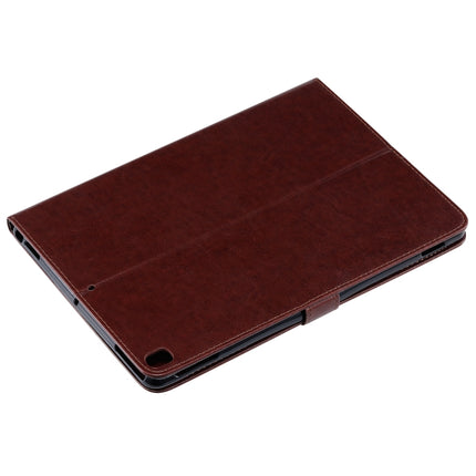 For iPad 10.2 / Pro 10.5 / Air 2019 Pressed Printing Woman and Cat Pattern Horizontal Flip Leather Case with Holder & Card Slots & Wallet(Brown)-garmade.com